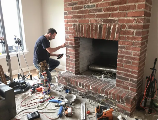 Tiverton Chimney Sweep specialist finalizing chimney liner service in Tiverton, RI