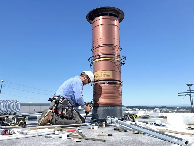 Installed chimney liner by Tiverton Chimney Sweep in Tiverton, RI