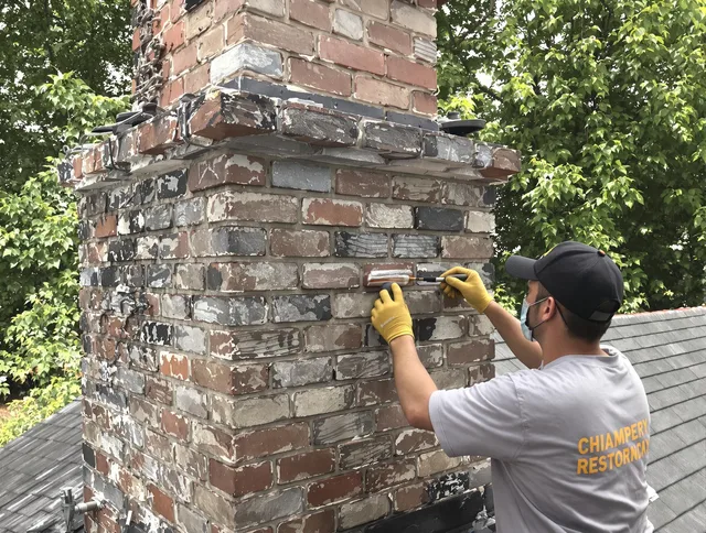 In-progress chimney restoration by Tiverton Chimney Sweep in Tiverton, RI
