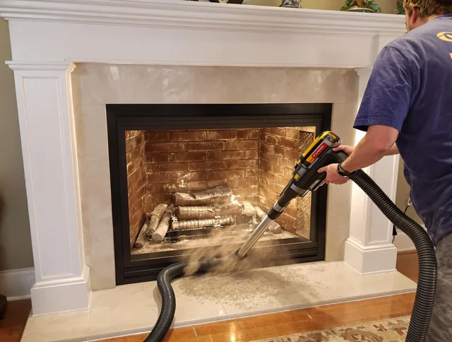 Fireplace cleaning performed by Tiverton Chimney Sweep in Tiverton, RI